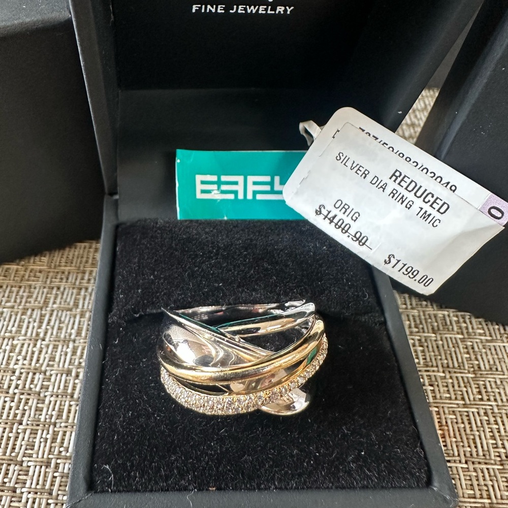 Effy Gold and Silver Diamond Ring - Picture 4 of 7